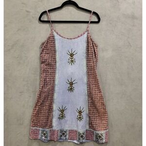 Raaga Embroidered Patchwork Dress Women's Free Size Floral‎ Gingham Beach